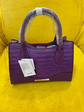 MKF Mia K Collection Purple Croc Embossed Satchel Handbag NWT Vegan Leather